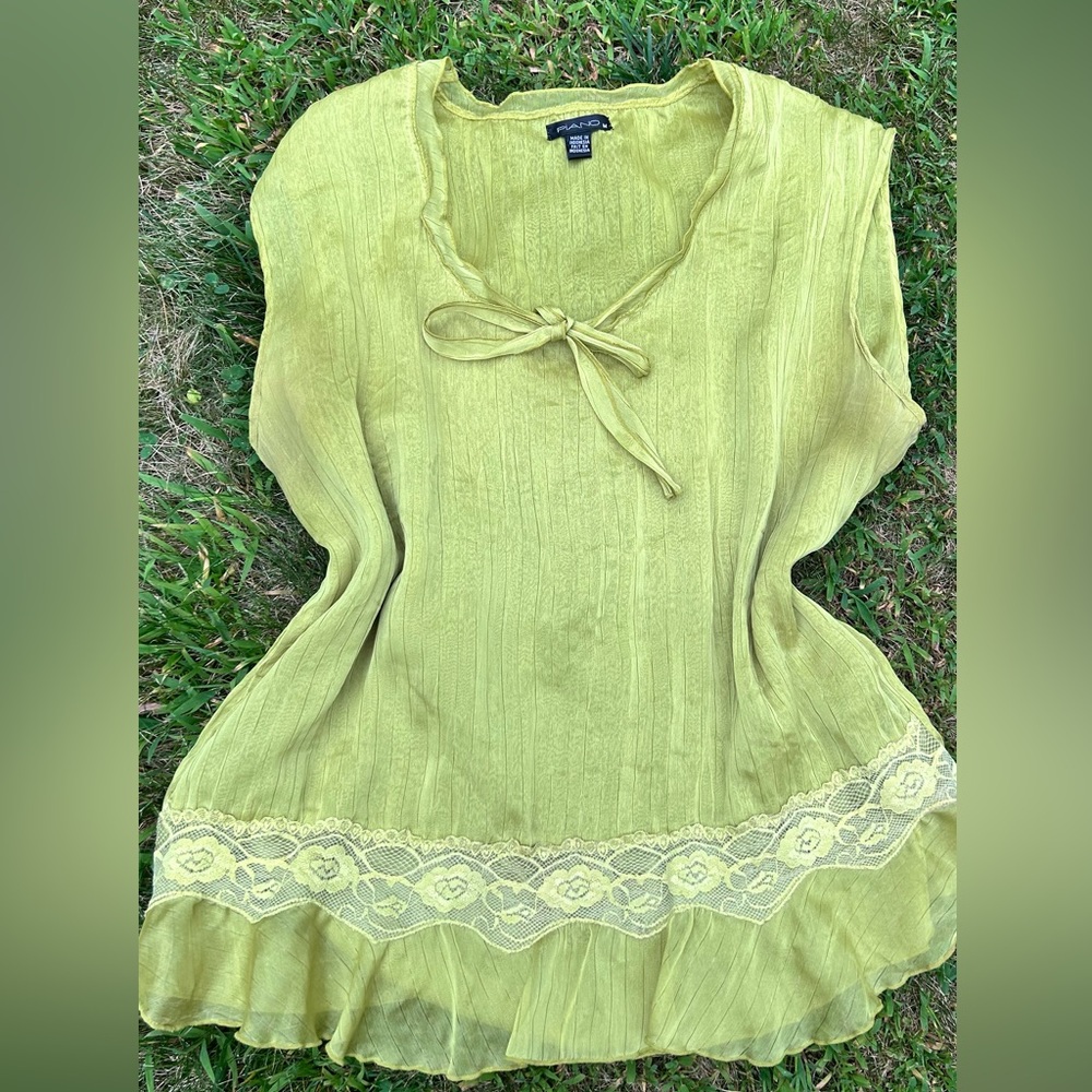 Vintage green fairy core blouse